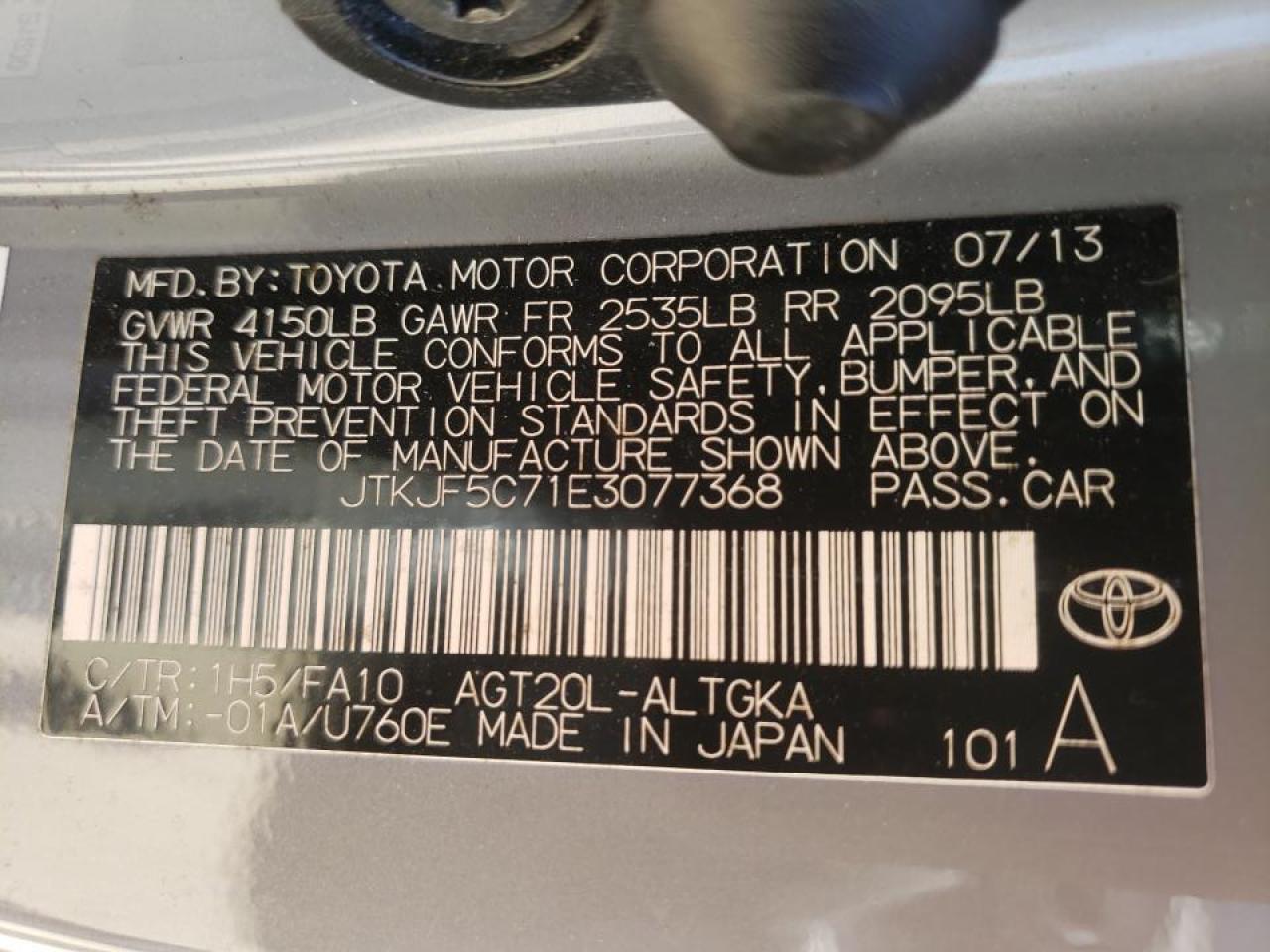 Photo 10 from auction – 2014 TOYOTA SCION TC with VIN JTKJF5C71E3077368