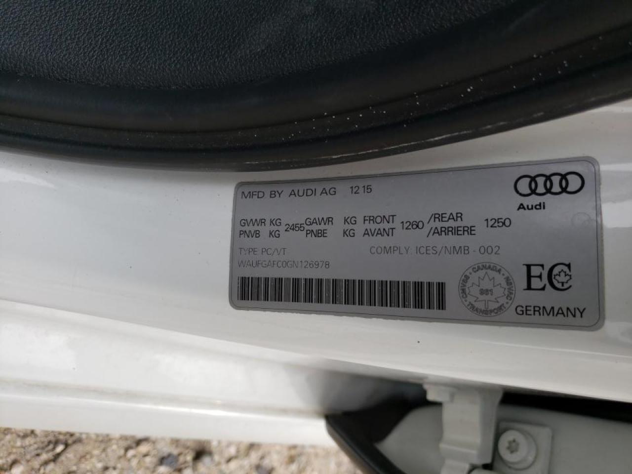 Photo 10 from auction – 2016 AUDI A6 PREMIUM with VIN WAUFGAFC0GN126978
