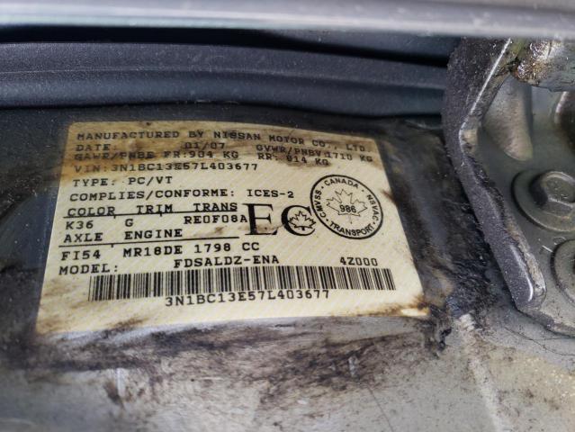 Photo 10 from auction – 2007 NISSAN VERSA S with VIN 3N1BC13E57L403677