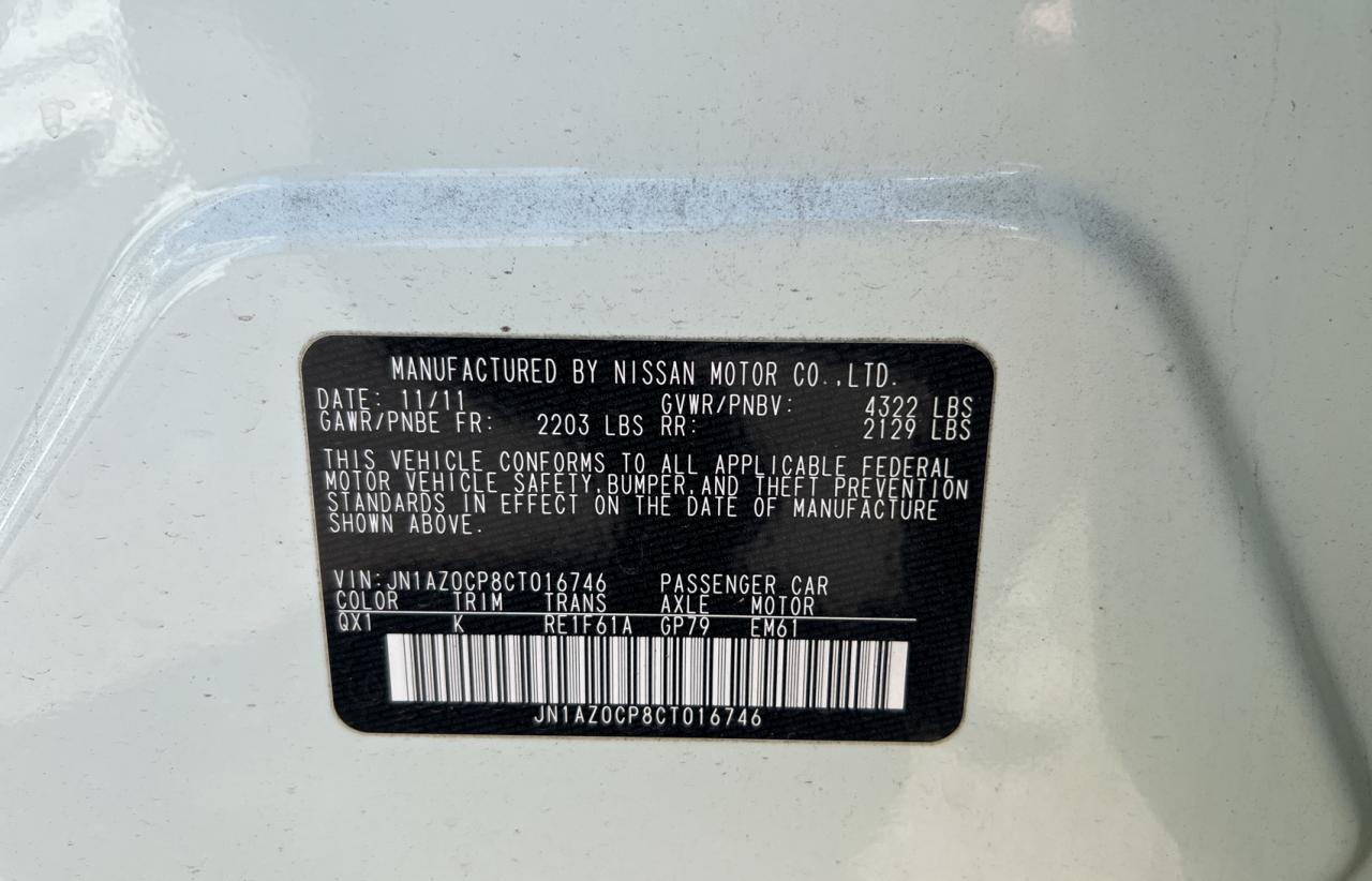Photo 10 from auction – 2012 NISSAN LEAF SV with VIN JN1AZ0CP8CT016746