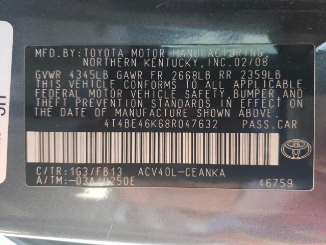 Photo 10 from auction – 2008 TOYOTA CAMRY CE with VIN 4T4BE46K68R047632