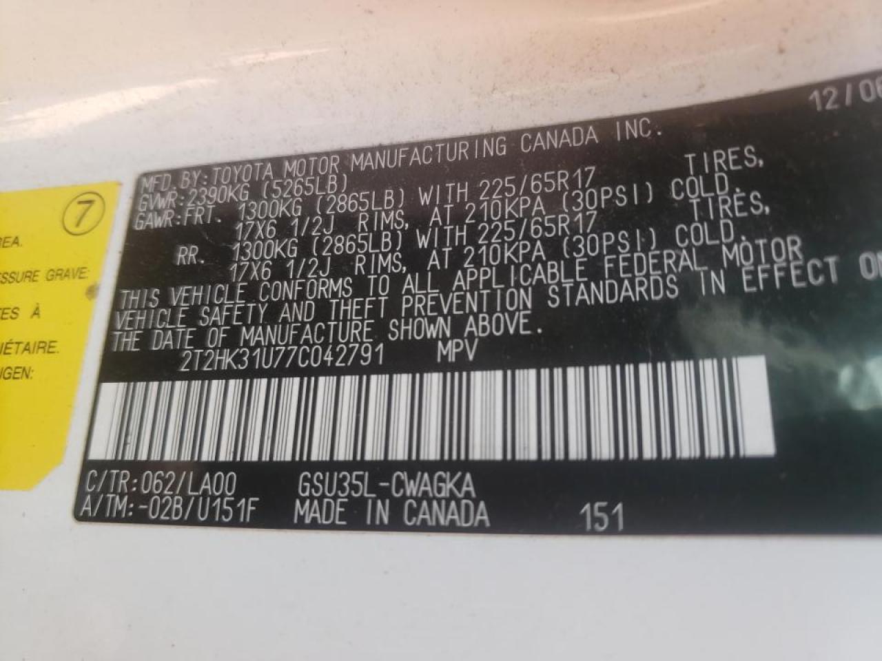 Foto 10 de la subasta – 2007 LEXUS RX 350 con VIN 2T2HK31U77C042791