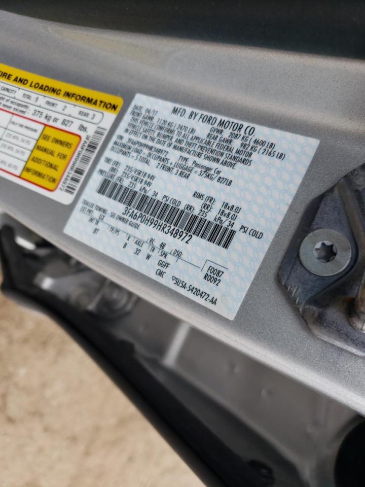 Photo 10 from auction – 2017 FORD FUSION SE with VIN 3FA6P0H99HR348972