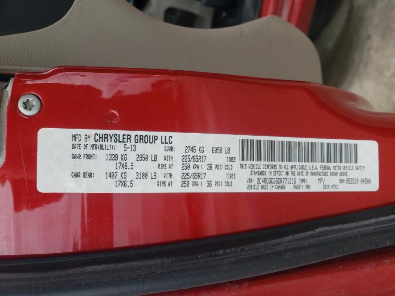 Photo 10 from auction – 2013 DODGE GRAND CARA with VIN 2C4RDGCG6DR771216