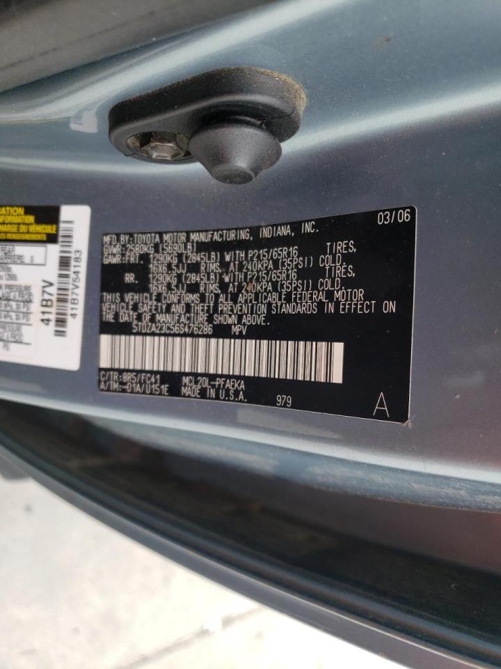 Photo 10 from auction – 2006 TOYOTA SIENNA CE with VIN 5TDZA23C56S476286
