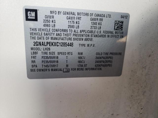 Photo 10 from auction – 2012 CHEVROLET EQUINOX LT with VIN 2GNALPEKXC1285448