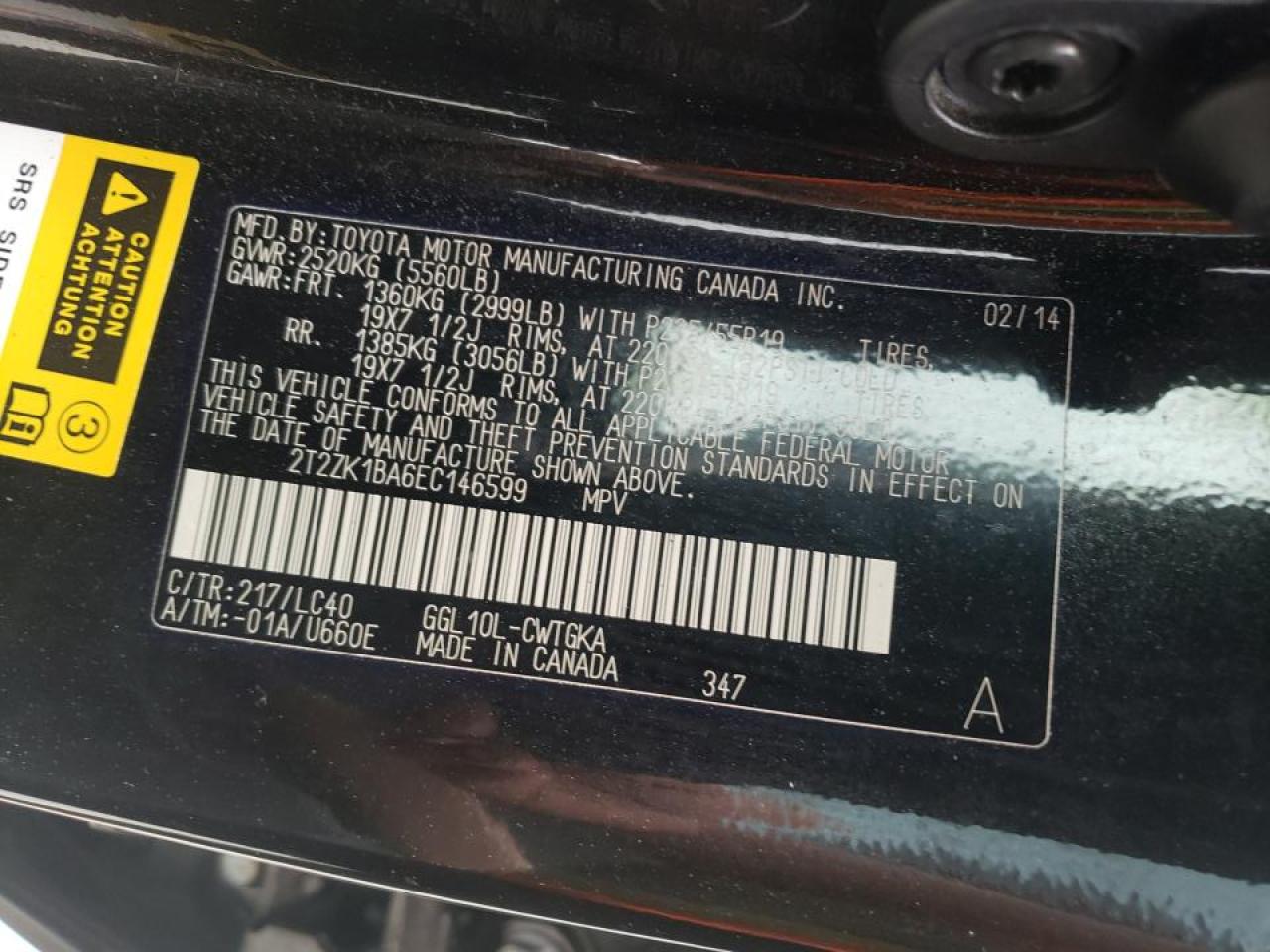Foto 10 de la subasta – 2014 LEXUS RX 350 con VIN 2T2ZK1BA6EC146599