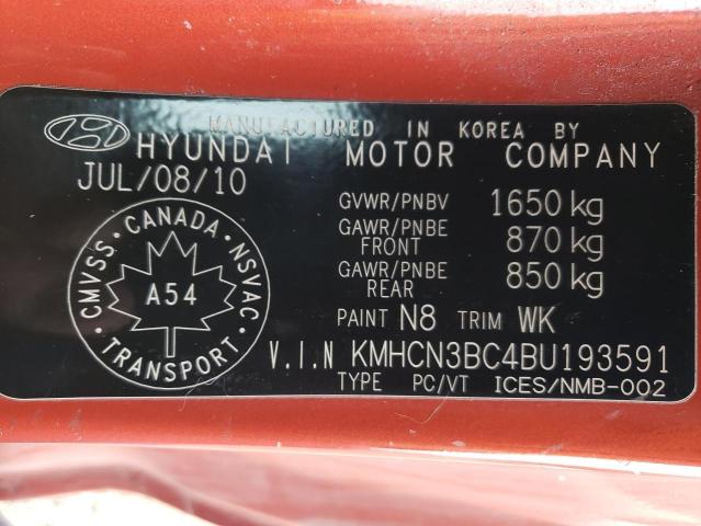 Photo 10 from auction – 2011 HYUNDAI ACCENT SE with VIN KMHCN3BC4BU193591
