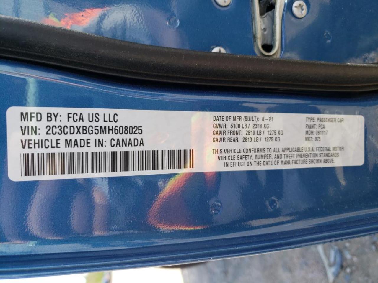 Photo 10 from auction – 2021 DODGE CHARGER SX with VIN 2C3CDXBG5MH608025
