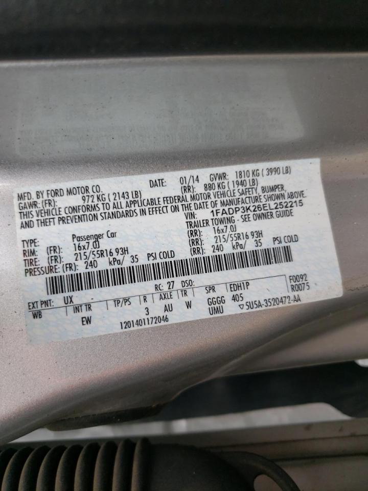 Photo 10 from auction – 2014 FORD FOCUS SE with VIN 1FADP3K26EL252215