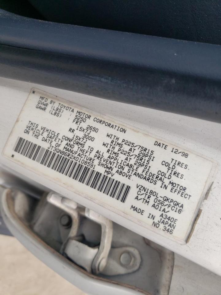 Photo 10 from auction – 1999 TOYOTA 4RUNNER SR with VIN JT3GN86R2X0108591