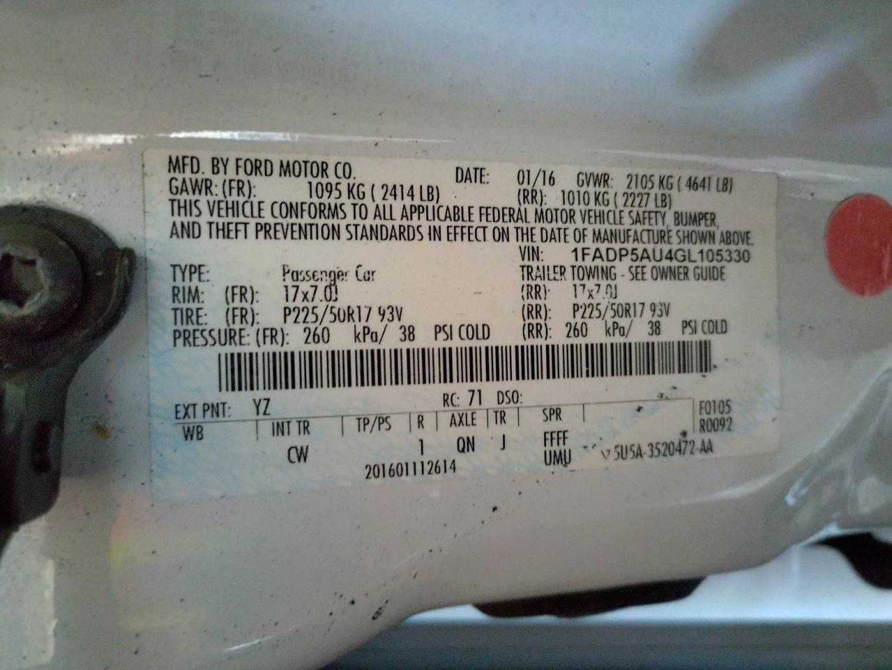 Photo 10 from auction – 2016 FORD C-MAX SE with VIN 1FADP5AU4GL105330
