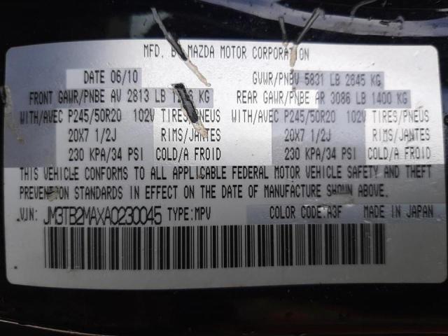 Photo 10 from auction – 2010 MAZDA CX-9 with VIN JM3TB2MAXA0230045