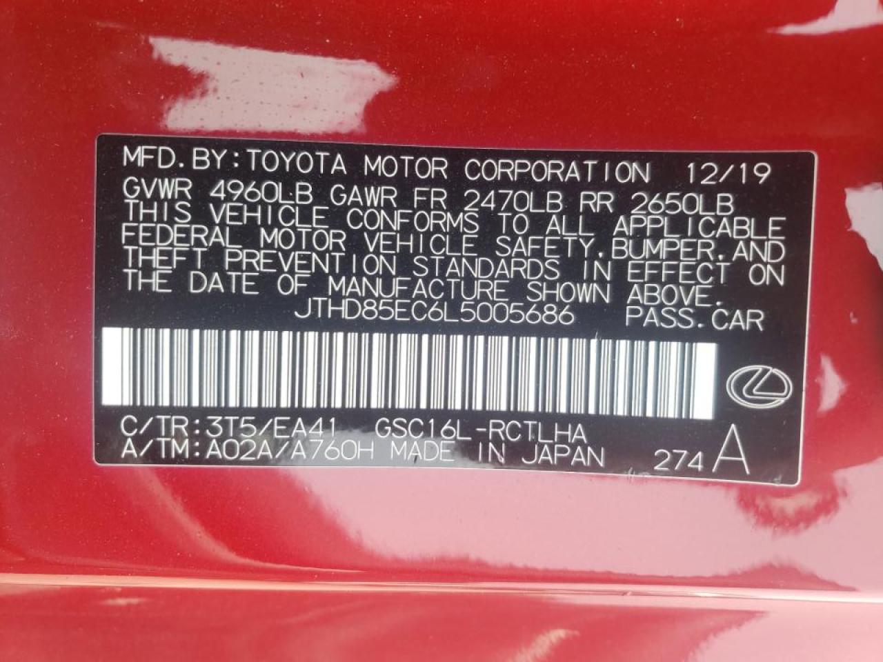 Photo 10 from auction – 2020 LEXUS RC 350 with VIN JTHD85EC6L5005686