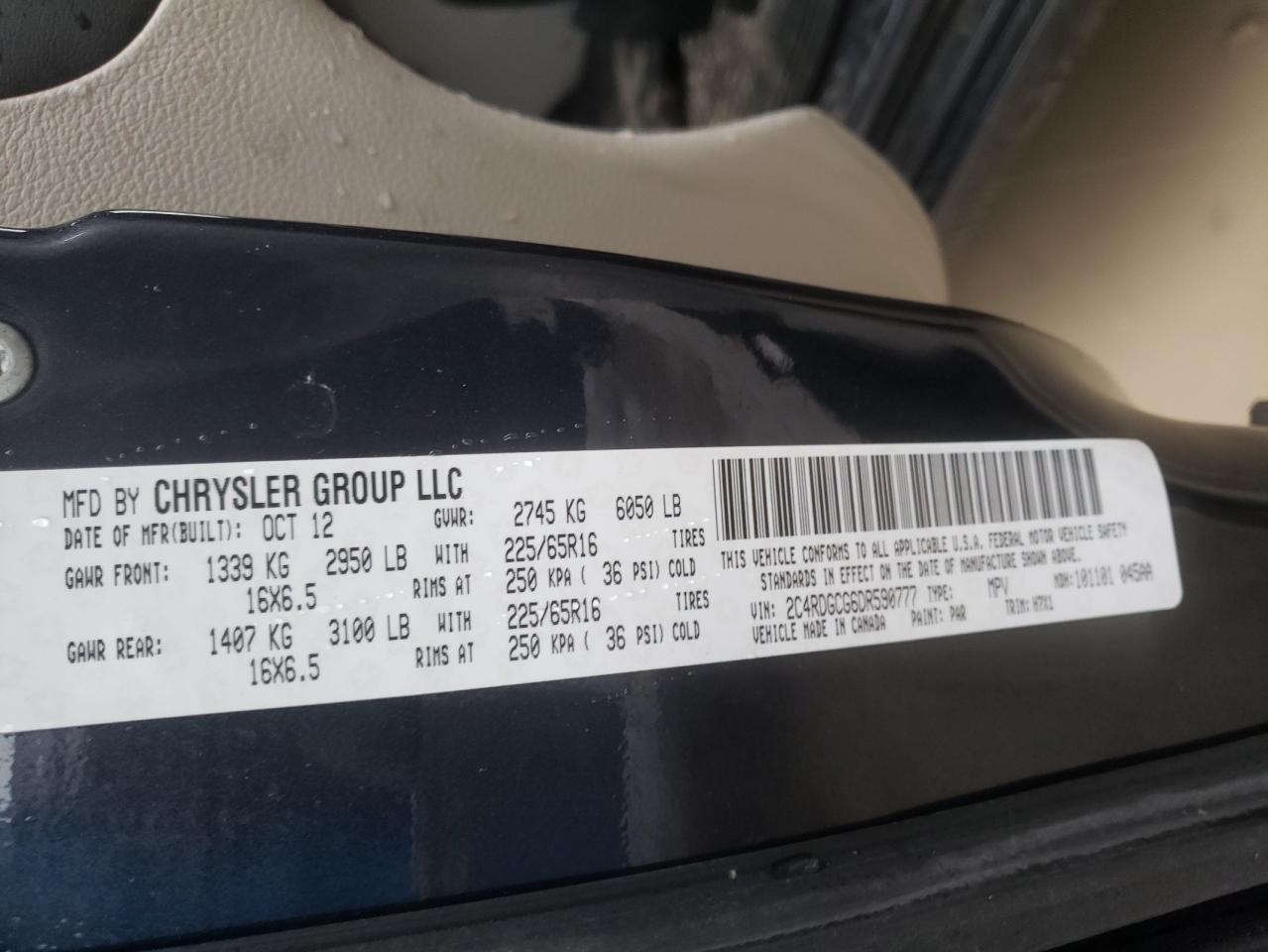 Photo 10 from auction – 2013 DODGE GRAND CARA with VIN 2C4RDGCG6DR590777