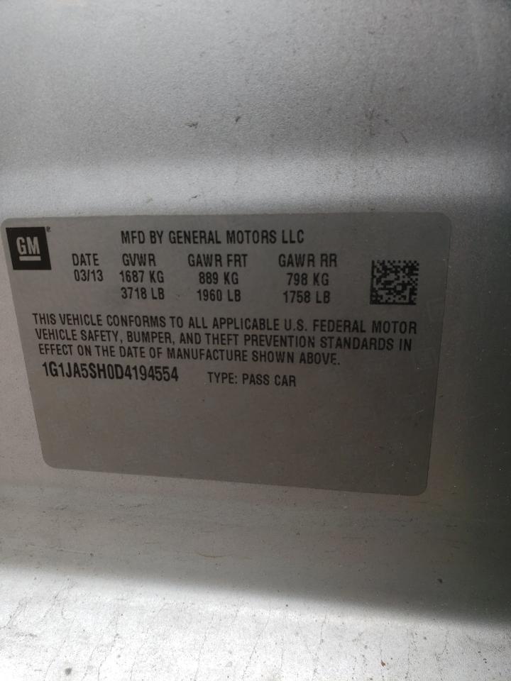 Photo 10 from auction – 2013 CHEVROLET SONIC LS with VIN 1G1JA5SH0D4194554