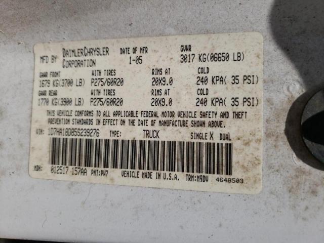 Photo 10 from auction – 2005 DODGE RAM 1500 S with VIN 1D7HA18D85S239276