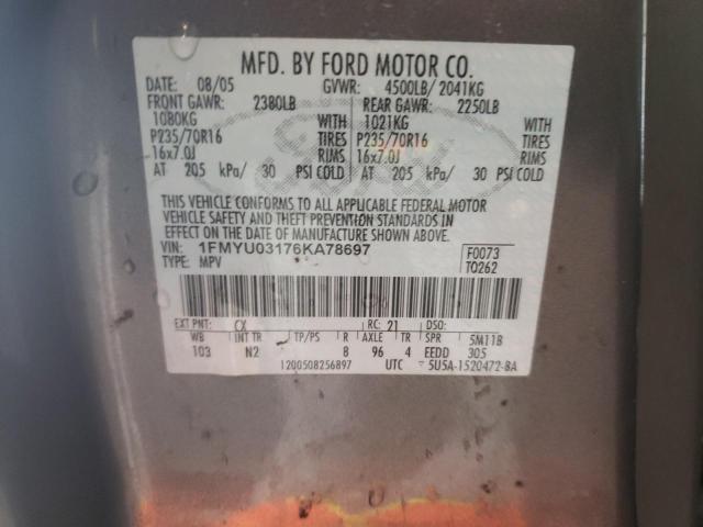 Photo 10 from auction – 2006 FORD ESCAPE XLT with VIN 1FMYU03176KA78697