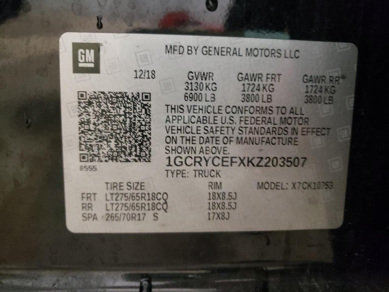 Photo 10 from auction – 2019 CHEVROLET SILVERADO with VIN 1GCRYCEFXKZ203507