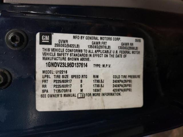 Photo 10 from auction – 2006 CHEVROLET UPLANDER L with VIN 1GNDV23L96D137614