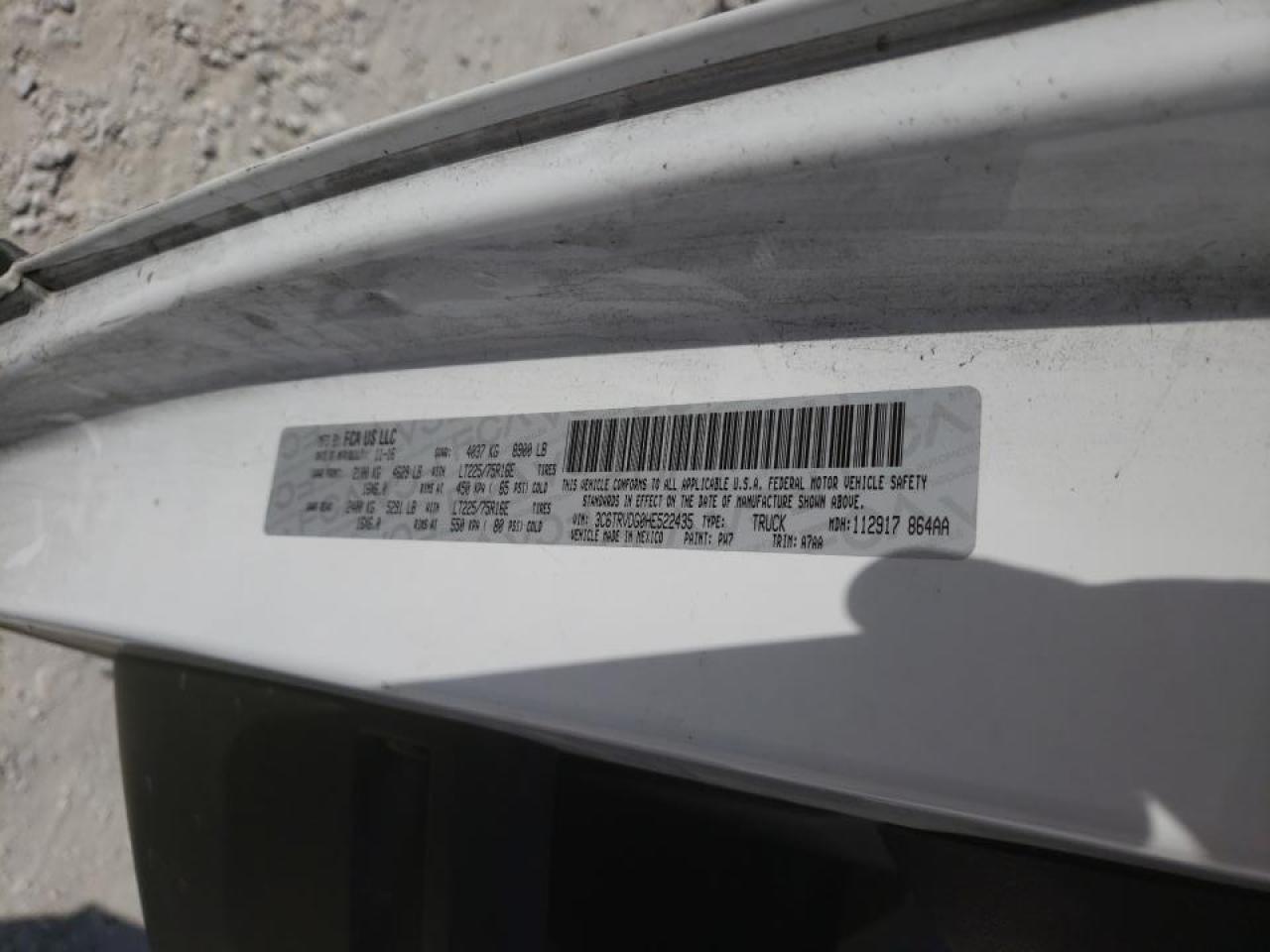 Photo 10 from auction – 2017 RAM PROMASTER with VIN 3C6TRVDG0HE522435