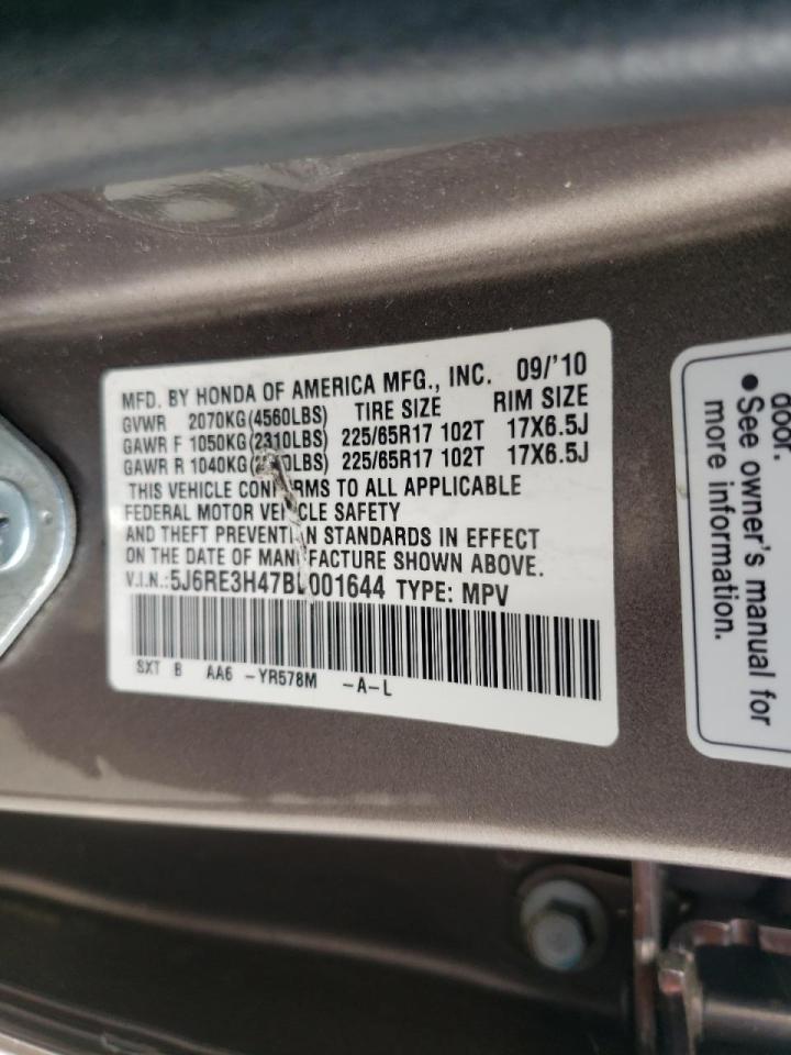 Photo 10 from auction – 2011 HONDA CR-V SE with VIN 5J6RE3H47BL001644