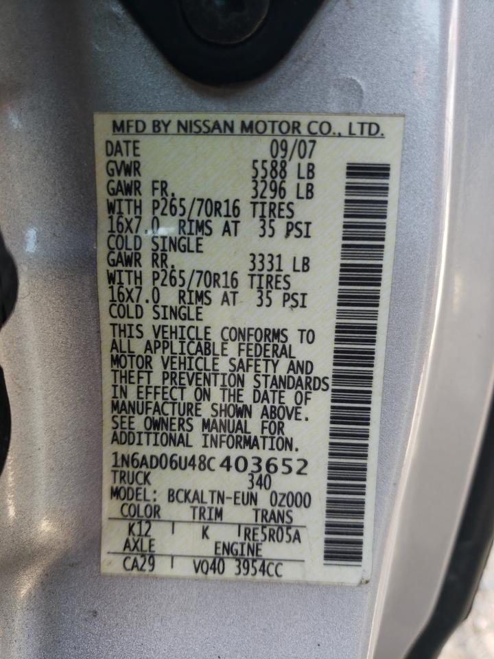 Photo 10 from auction – 2008 NISSAN FRONTIER K with VIN 1N6AD06U48C403652