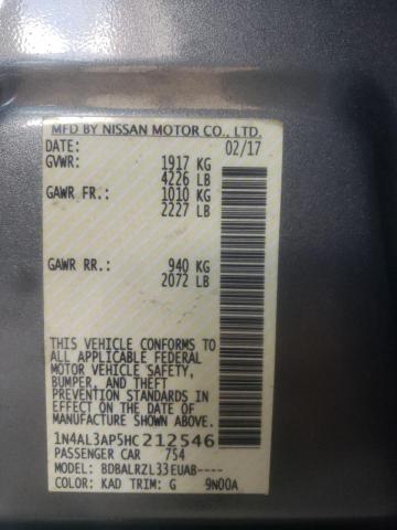 Photo 10 from auction – 2017 NISSAN ALTIMA 2.5 with VIN 1N4AL3AP5HC212546