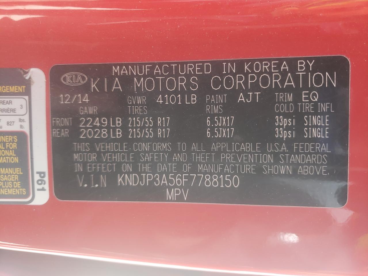 Photo 10 from auction – 2015 KIA SOUL + with VIN KNDJP3A56F7788150