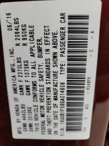 Photo 10 from auction – 2016 ACURA TLX TECH with VIN 19UUB1F56GA014608