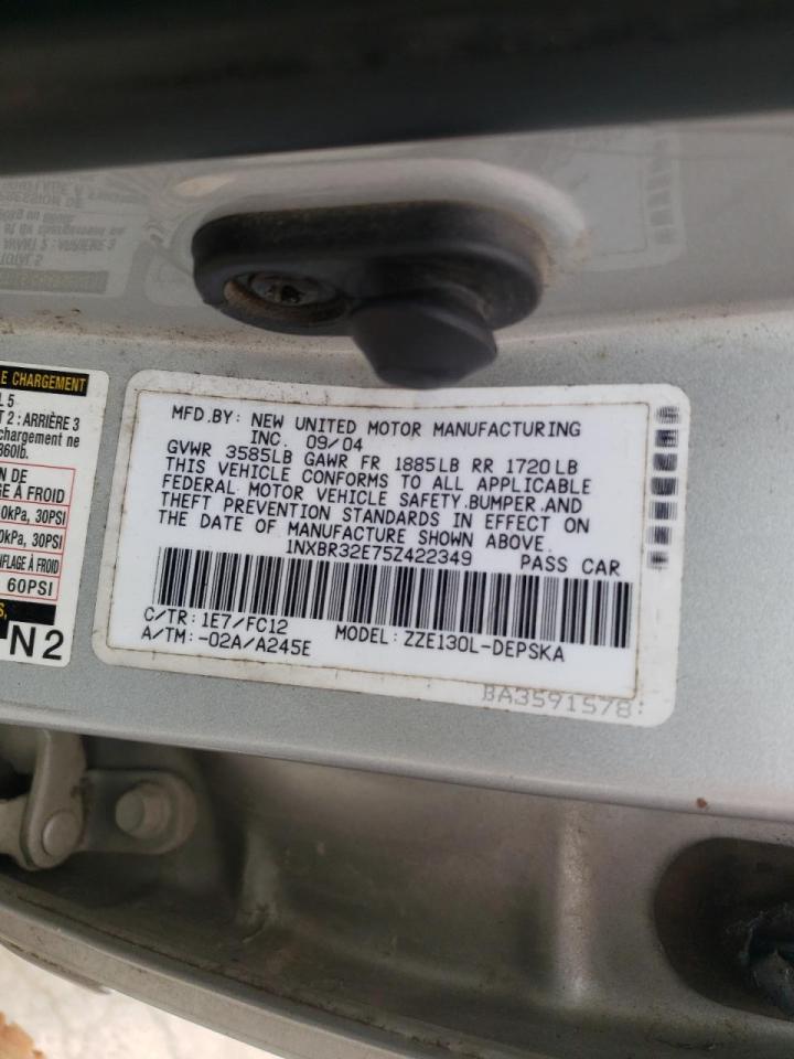 Photo 10 from auction – 2005 TOYOTA COROLLA CE with VIN 1NXBR32E75Z422349