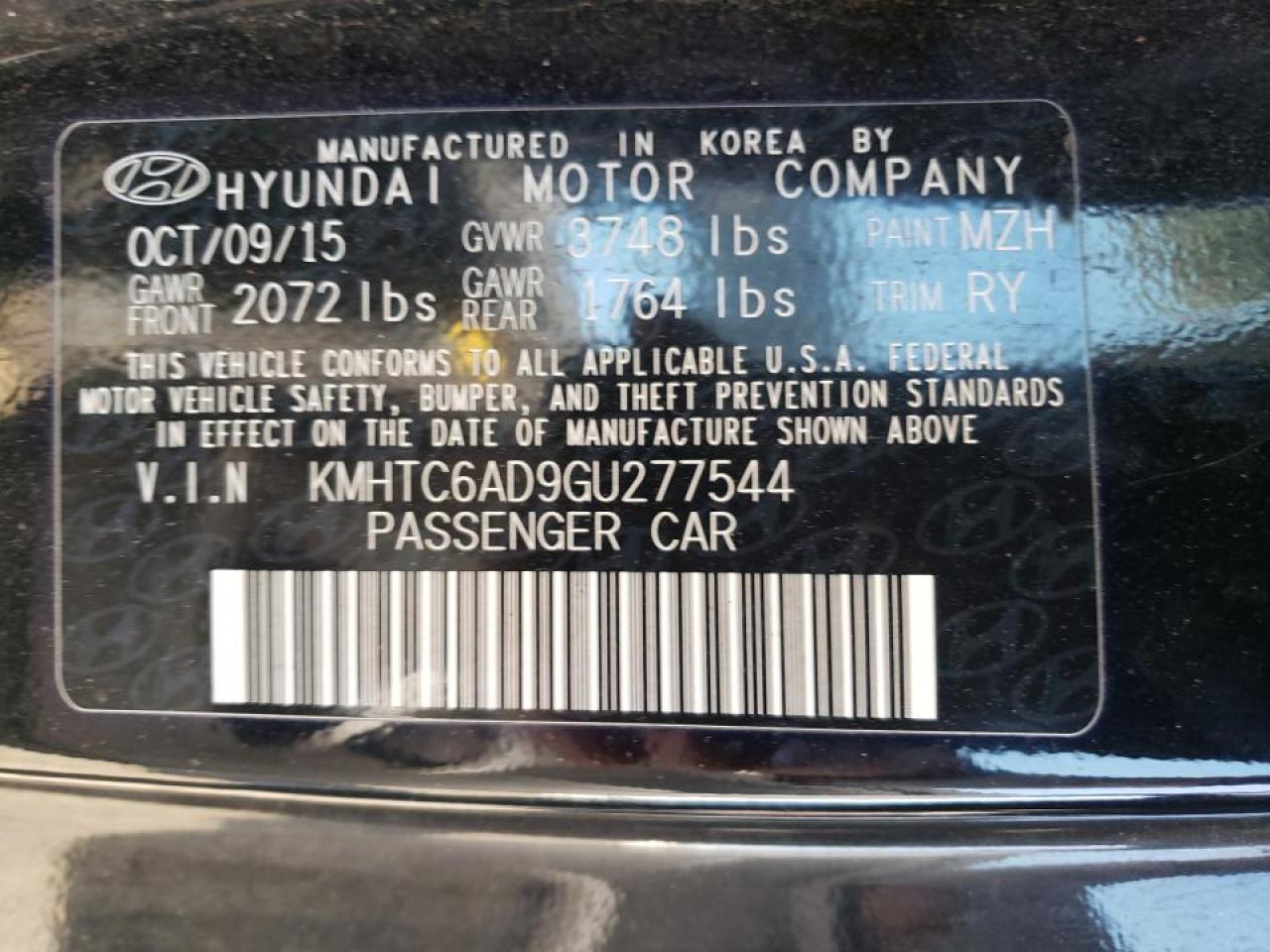 Zdjęcie 10 z aukcji – 2016 HYUNDAI VELOSTER z VIN KMHTC6AD9GU277544