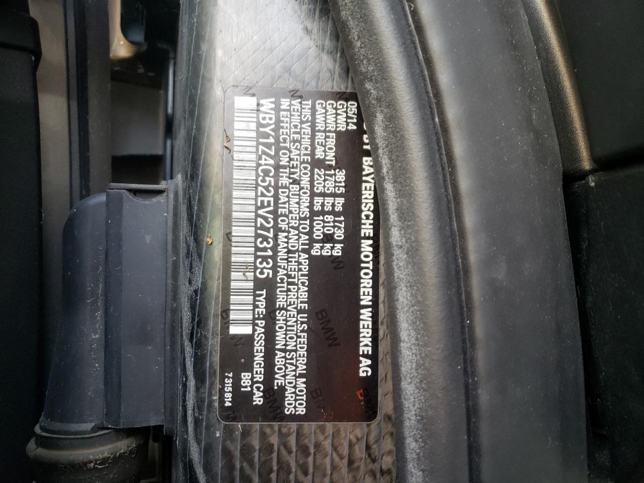 Photo 10 from auction – 2014 BMW I3 REX with VIN WBY1Z4C52EV273135