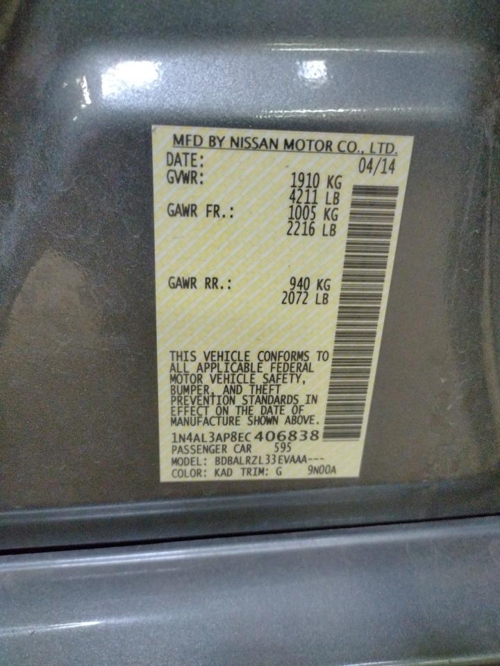 Photo 10 from auction – 2014 NISSAN ALTIMA 2.5 with VIN 1N4AL3AP8EC406838