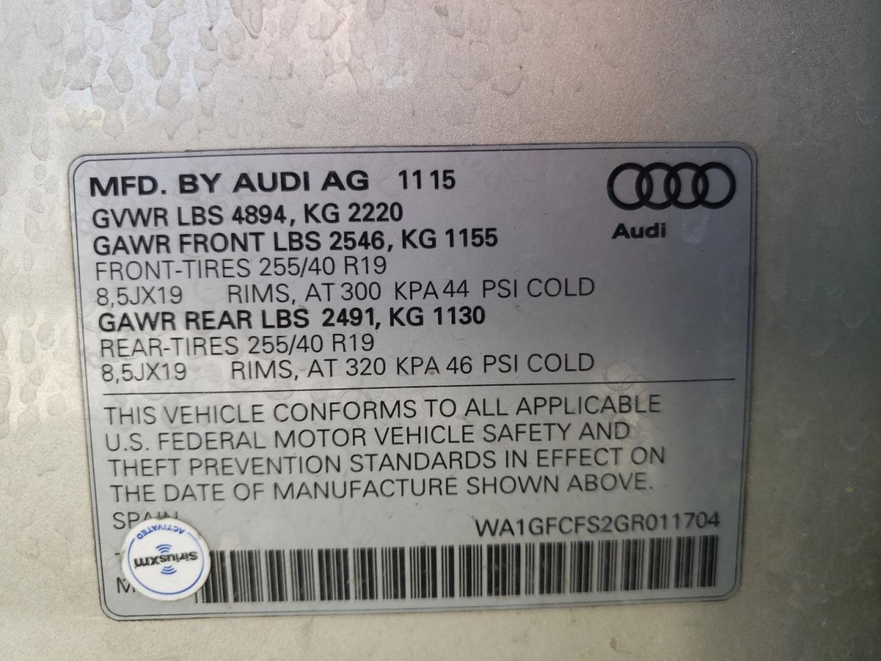 Photo 10 from auction – 2016 AUDI Q3 PRESTIG with VIN WA1GFCFS2GR011704