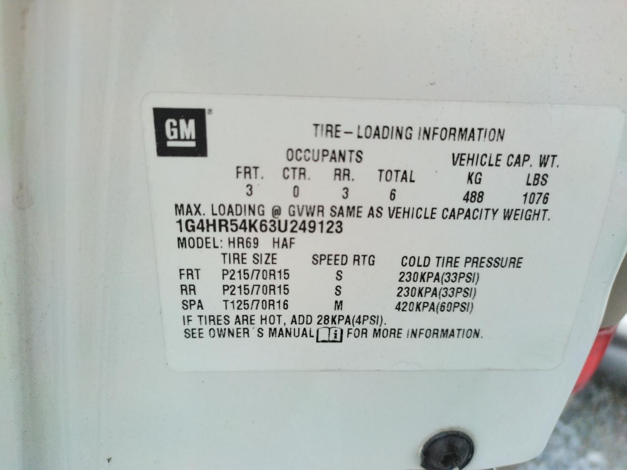 Photo 10 from auction – 2003 BUICK LESABRE LI with VIN 1G4HR54K63U249123