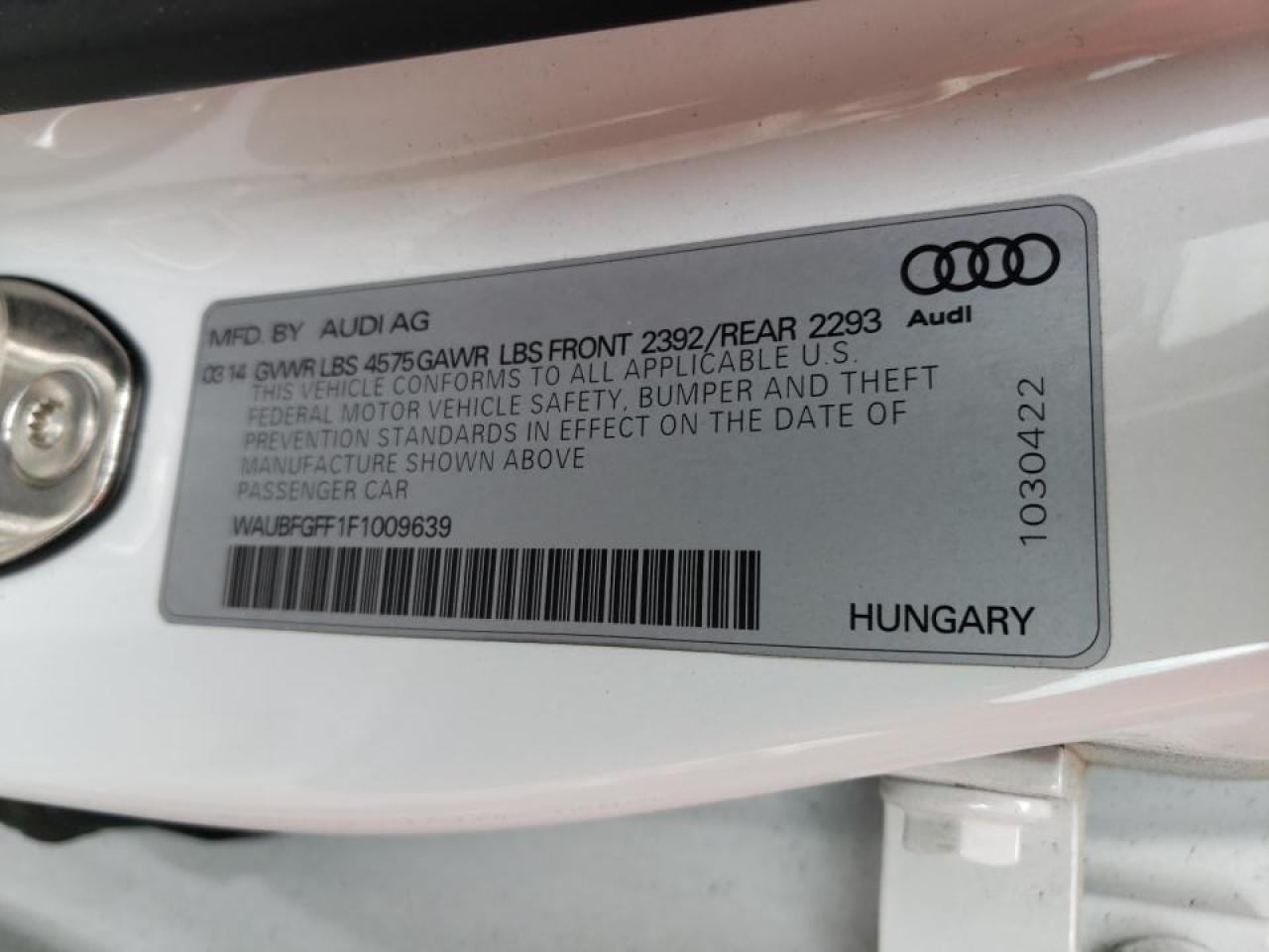 Photo 10 from auction – 2015 AUDI A3 with VIN WAUBFGFF1F1009639