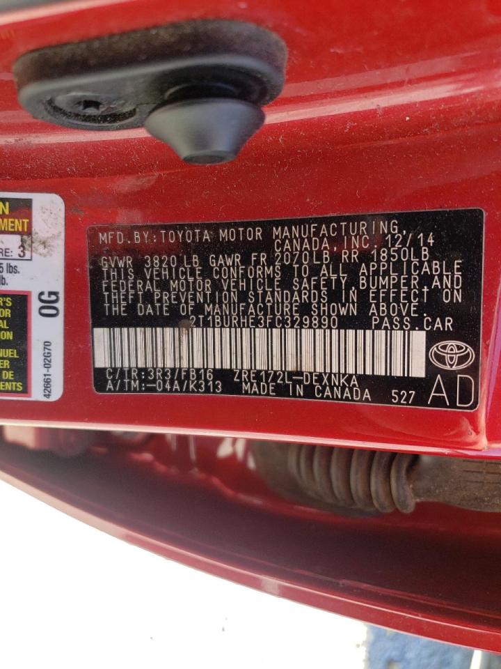 Photo 10 from auction – 2015 TOYOTA COROLLA L with VIN 2T1BURHE3FC329890