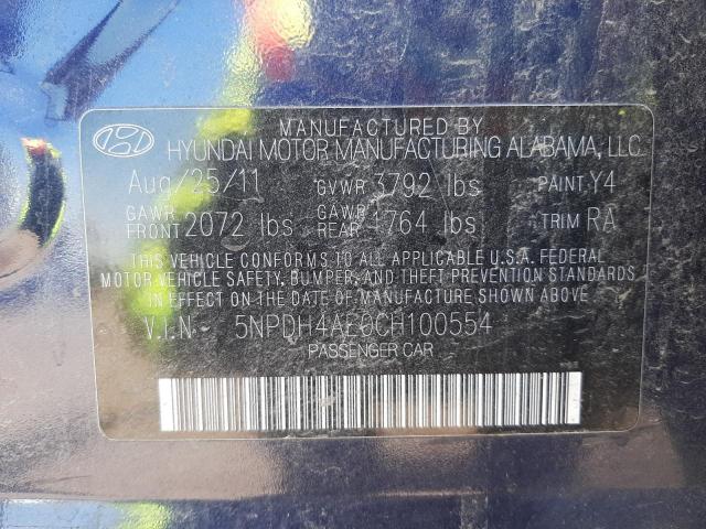 Photo 10 from auction – 2012 HYUNDAI ELANTRA GL with VIN 5NPDH4AE0CH100554