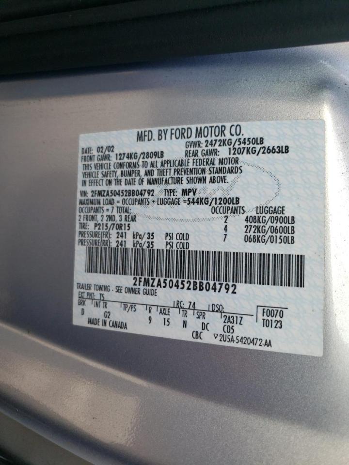 Photo 10 from auction – 2002 FORD WINDSTAR L with VIN 2FMZA50452BB04792