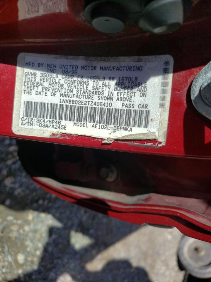 Photo 10 from auction – 1996 TOYOTA COROLLA DX with VIN 1NXBB02E2TZ496410