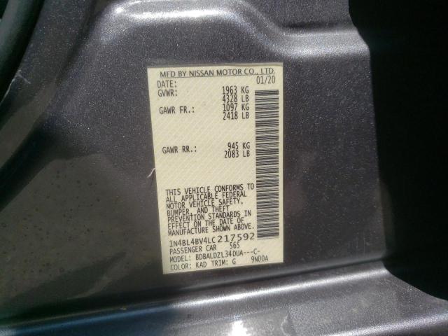 Photo 10 from auction – 2020 NISSAN ALTIMA S with VIN 1N4BL4BV4LC217592