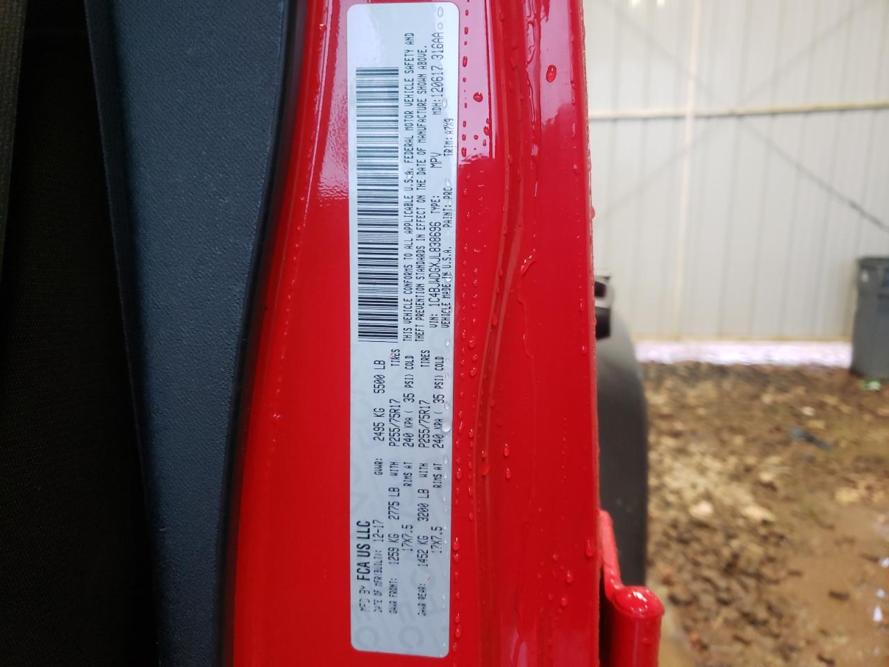 Photo 10 from auction – 2018 JEEP WRANGLER U with VIN 1C4BJWDGXJL838696