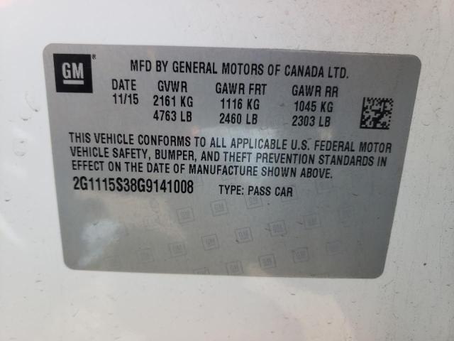Photo 10 from auction – 2016 CHEVROLET IMPALA LT with VIN 2G1115S38G9141008