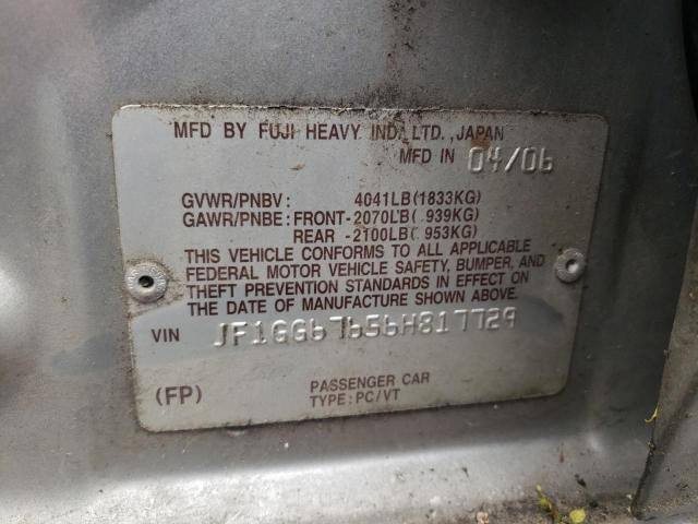 Photo 10 from auction – 2006 SUBARU IMPREZA 2. with VIN JF1GG67656H817729