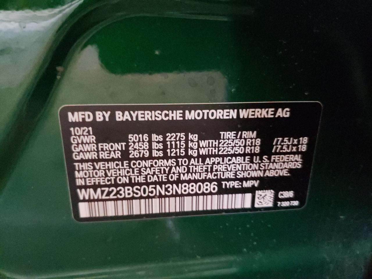 Photo 10 from auction – 2022 MINI COOPER S E with VIN WMZ23BS05N3N88086