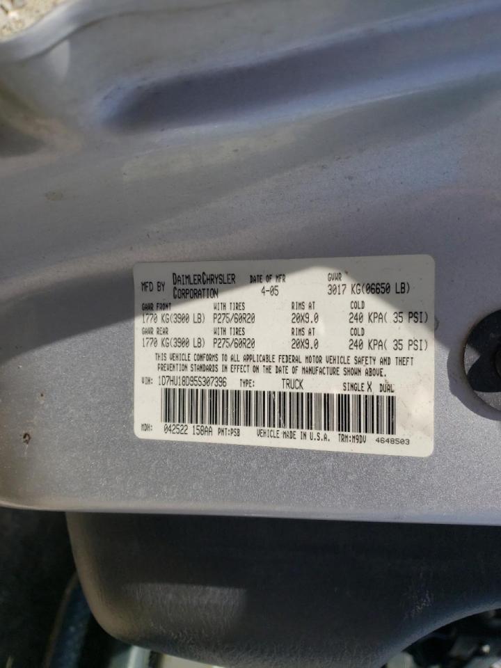 Photo 10 from auction – 2005 DODGE RAM 1500 S with VIN 1D7HU18D95S307396