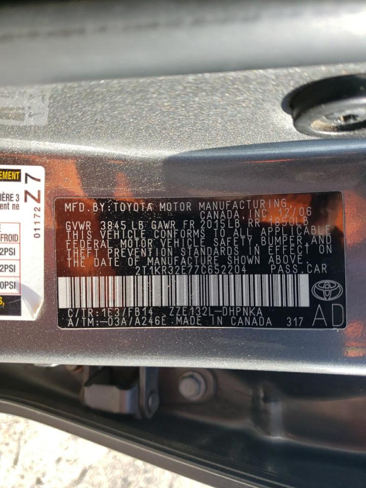 Photo 10 from auction – 2007 TOYOTA COROLLA MA with VIN 2T1KR32E77C652204