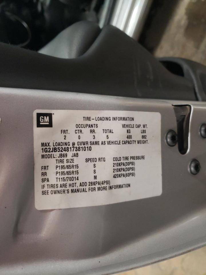 Photo 10 from auction – 2001 PONTIAC SUNFIRE SE with VIN 1G2JB524817381010