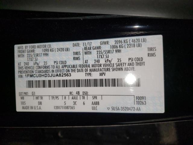 Photo 10 from auction – 2018 FORD ESCAPE SEL with VIN 1FMCU0HD3JUA82563